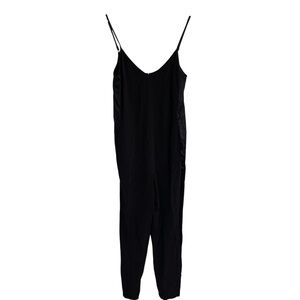 rag & bone Black Silk V-Neck Jumpsuit W/ Spaghetti Straps & Zippered Back Size 8